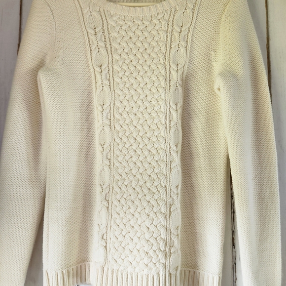 Talbots Cotton blend Sz S Cable Knit Ivory Color Very Good Condition - Picture 6 of 10